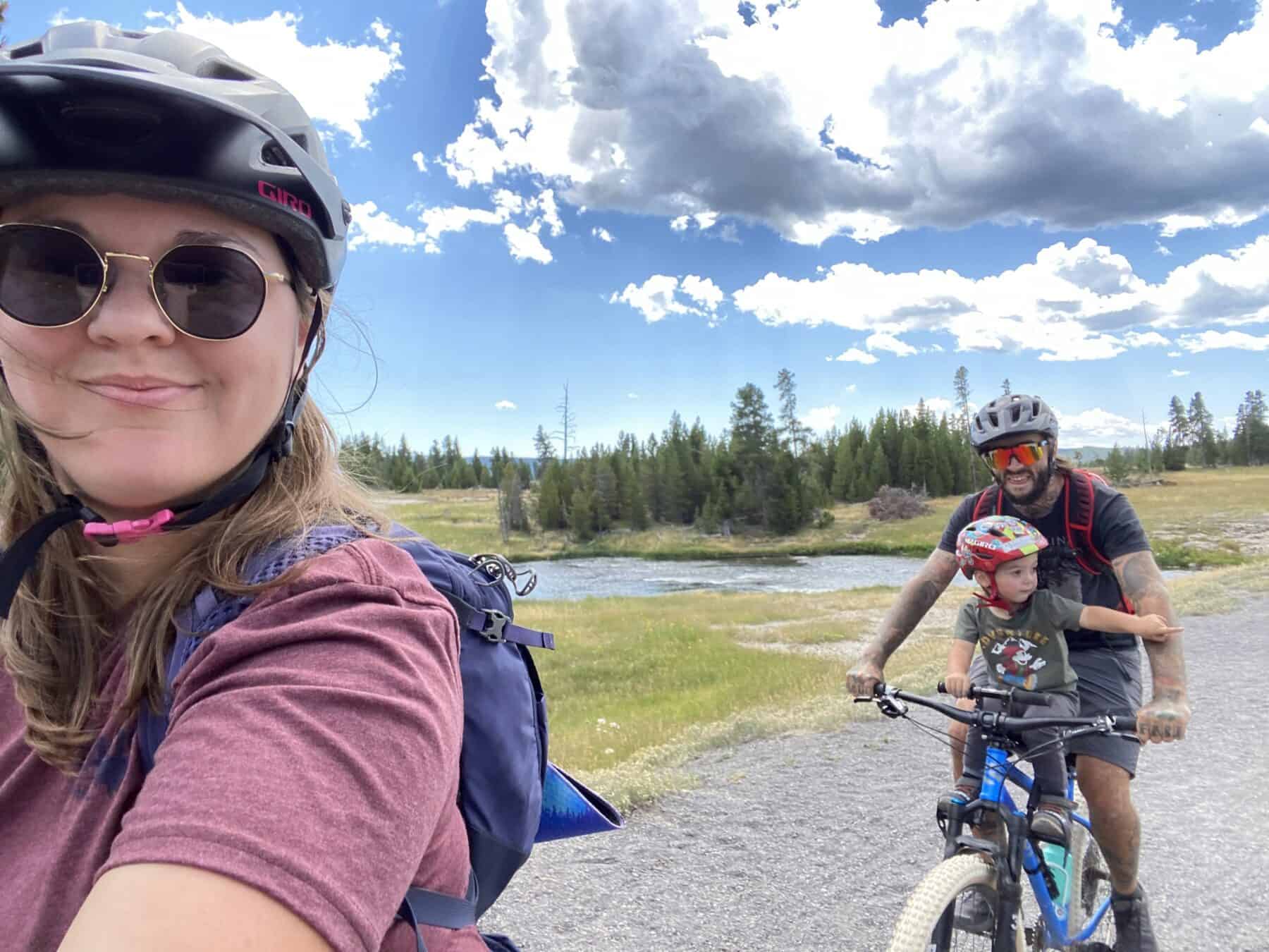 The McCain family riding bikes